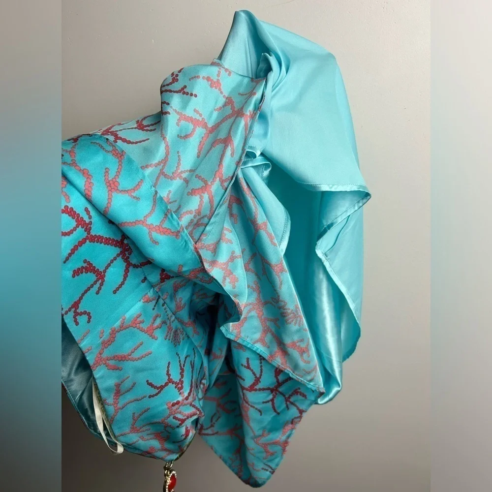 Lilly Pulitzer Turquoise Coral Print Strapless Dress with Red Accent - Picture 6 of 13